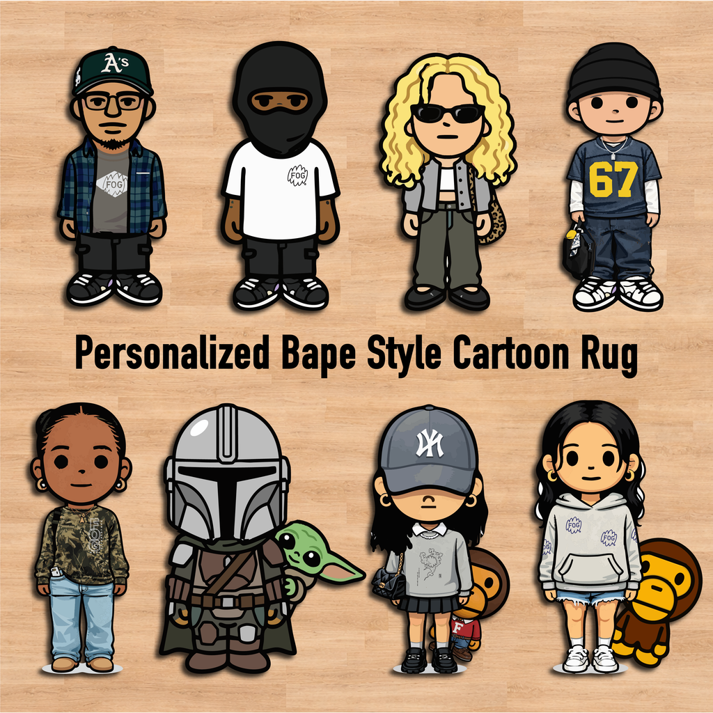Personalized Bape Style Cartoon into Rug